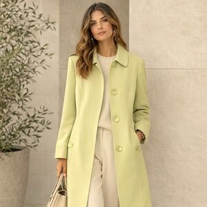 Simon Chang Tailored Coat 7/8 Spring Chartreuse Pistachio Green Sculpted Buttons